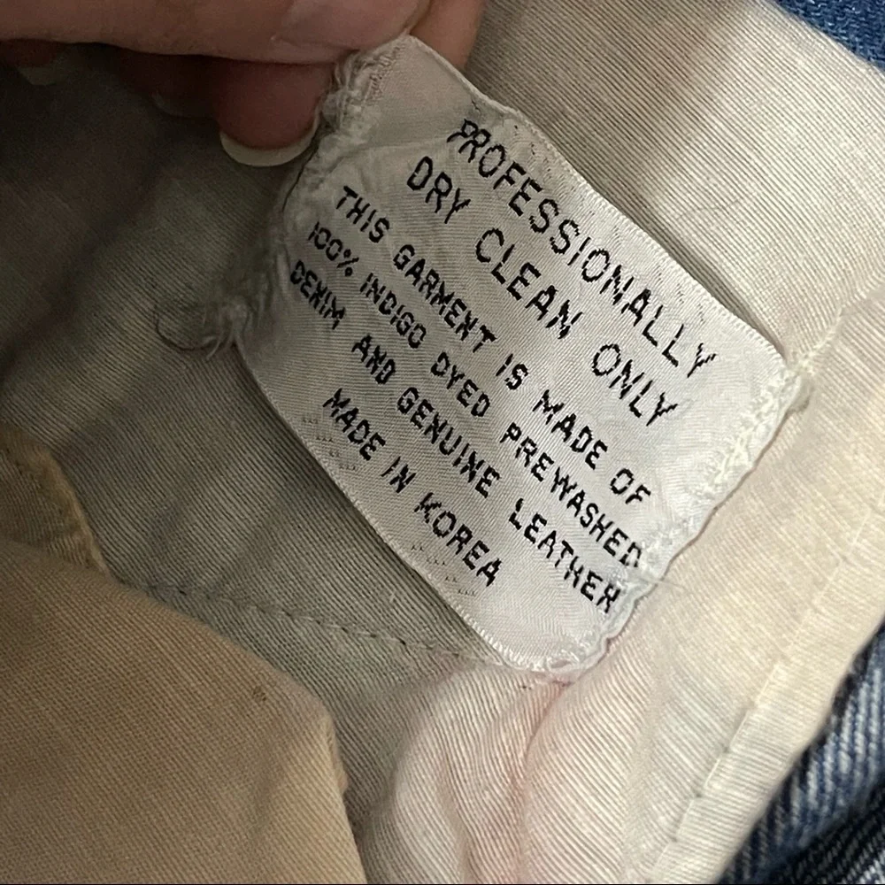 RARE VTG 1970’s OUI Wide Leg Leather
Patchwork Panel Bell Bottom Jeans 34/14 - Picture 7 of 9